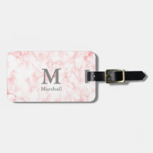 Elegant Faux Rosa Marble Namn och Monogram