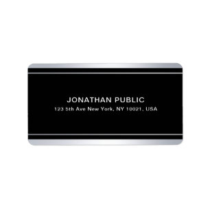 Elegant Faux Silver Black Template Glamor Modern Adressetikett
