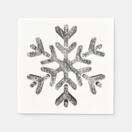 Elegant Faux Silver Diamonds Snowflake jul Pappersservett