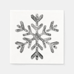 Elegant Faux Silver Diamonds Snowflake jul Pappersservett