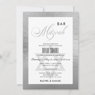 ELEGANT FAUX SILVER ENKEL FLADDERMUS PUB MITZVAH INBJUDNINGAR