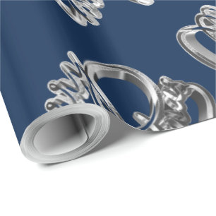 Elegant Faux Silver Foil Script-julblått Presentpapper