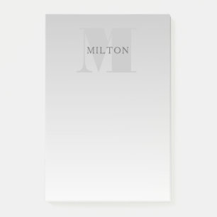 Elegant Faux Silver Grått Gradient Monogram Classi Post-it Block