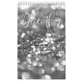 Elegant Faux Silver Grått-skripttypografi - modern Kalender