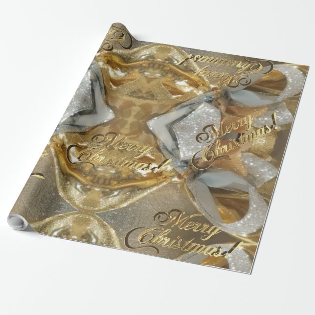 Elegant Faux Silver Guld Script God jul Presentpapper (Utrullad)