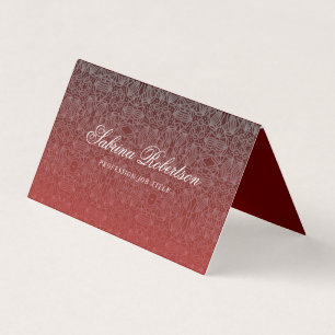 Elegant Faux Silver och Burgundy Red Ornamental Visitkort