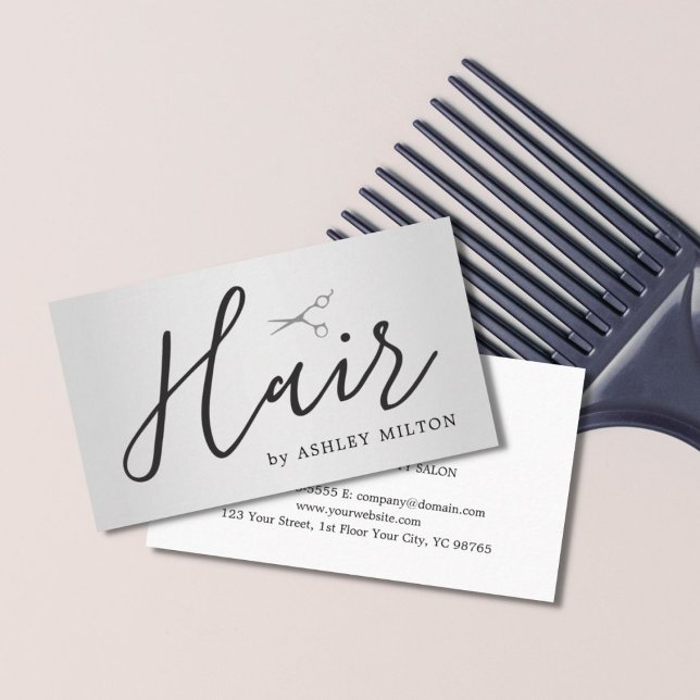 Elegant Faux Silver Scissors Hair Stylist Visitkort (Skapare uppladdad)