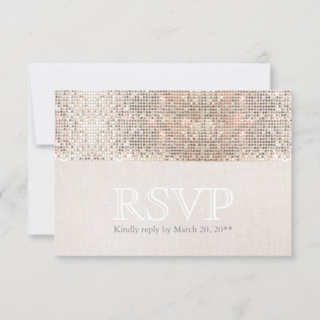 Elegant Faux Silver Sequins Beige Se OSA Kort (Framsida)