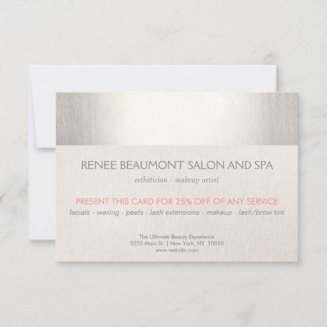 Elegant Faux Silver Stripe Salon & Spa Referens (Framsida)
