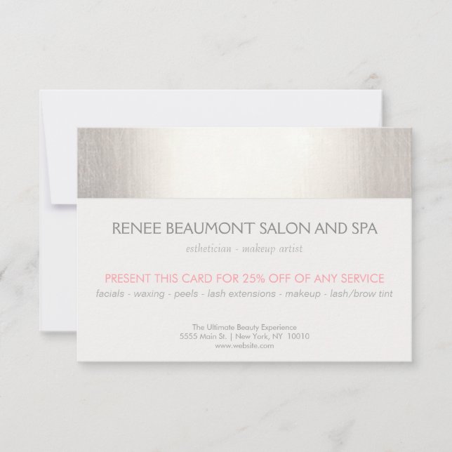Elegant Faux Silver Stripe Salon & Spa Referens 2 (Framsida)
