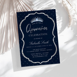 Elegant faux silver tiara Quinceanera-inbjudan Inbjudningar