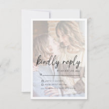 Elegant Faux Vellum Effect Photo Bröllop OSA Card