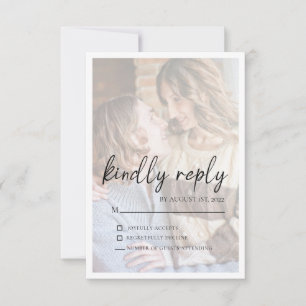 Elegant Faux Vellum Effect Photo Bröllop OSA Card Kort