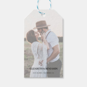 Elegant Faux Vellum Effect Photo Save Date Presentetikett