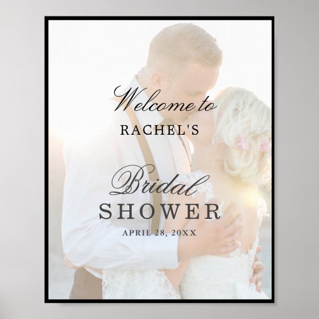 Elegant Faux Vellum Överlappande Bröllopsduschskyl Poster (Framsidan)