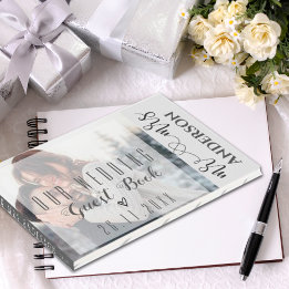 Elegant Faux Vellum Photo Bröllop Keepsaké Gästböcker
