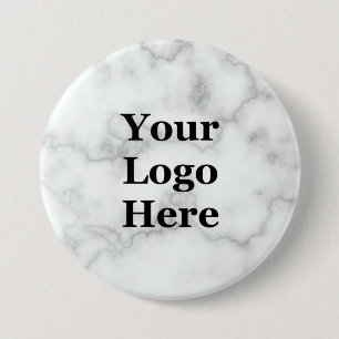 Elegant Faux White Marble Din Logotyp här Knapp