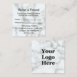 Elegant Faux White Marble Din Logotyp här Rabattkort