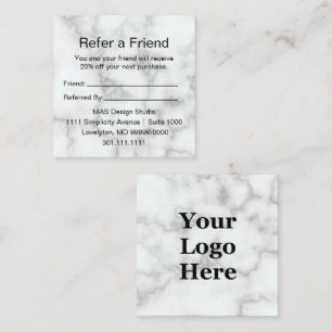 Elegant Faux White Marble Din Logotyp här Rabattkort