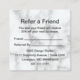 Elegant Faux White Marble Din Logotyp här Rabattkort