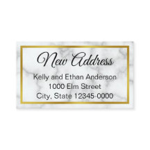 Elegant Faux White Marble Flytta Announcement