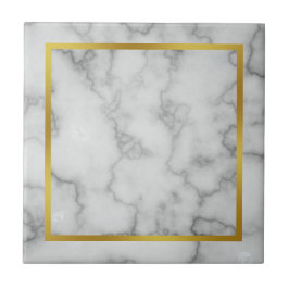 Elegant Faux White Marble och Faux Guld Kakelplatta