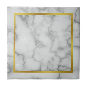 Elegant Faux White Marble och Faux Guld Kakelplatta