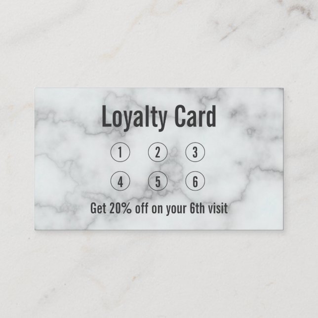 Elegant Faux White Marble Salon Loyalty Card Visitkort (Baksida)