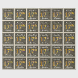 Elegant, Faux Wood, Faux Guld 17:e födelsedagen +  Presentpapper