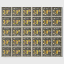 Elegant, Faux Wood, Faux Guld 30års födelsedag + N