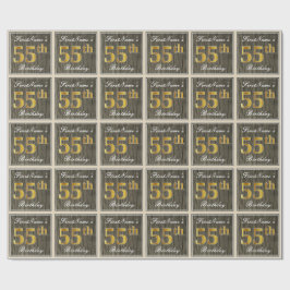 Elegant, Faux Wood, Faux Guld 55:e födelsedagen +  Presentpapper