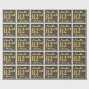 Elegant, Faux Wood, Faux Guld 82:a födelsedagen + Presentpapper