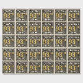 Elegant, Faux Wood, Faux Guld 93:e födelsedagen +  Presentpapper