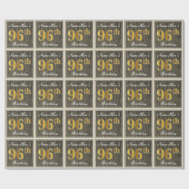 Elegant, Faux Wood, Faux Guld 96:e födelsedagen +  Presentpapper