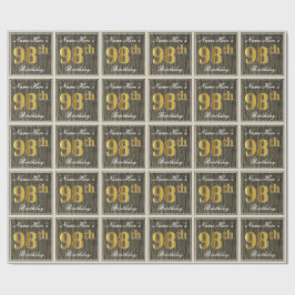 Elegant, Faux Wood, Faux Guld 98:e födelsedagen +  Presentpapper