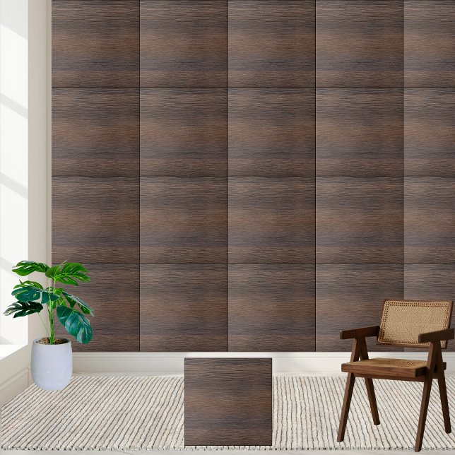 Elegant Faux Wood | Mörk Brown Wood Grain Kakelplatta (Elegant Faux Wood | Dark Brown Wood Grain Ceramic Tile)