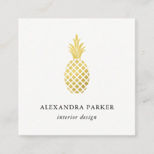 Elegant Fauxguldananas Fyrkantigt Visitkort