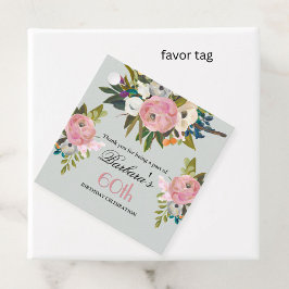 Elegant Favor Tag Floral 60th Birthday  Gåvor Etiketter