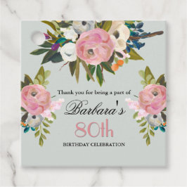 Elegant Favor Tag Floral 80th Birthday  Gåvor Etiketter