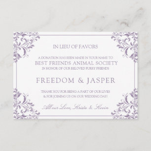 Elegant favördonation Cards   Nadine (lavendel) Tack Kort