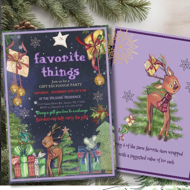 Elegant Favorite Things Gift Exchange I Night Sky  Inbjudningar (Elegant Favorite Things Gift Exchange I Night Sky Invitation)