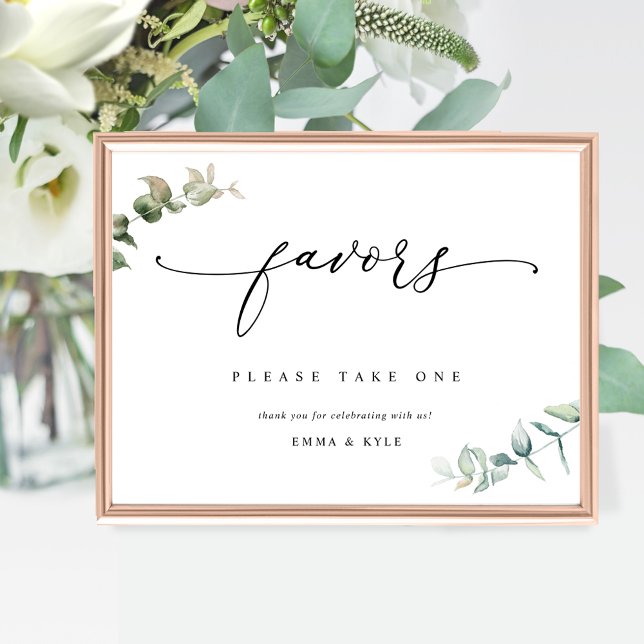 Elegant favors Eucalyptus Greenery Bröllop Sign Poster (Skapare uppladdad)