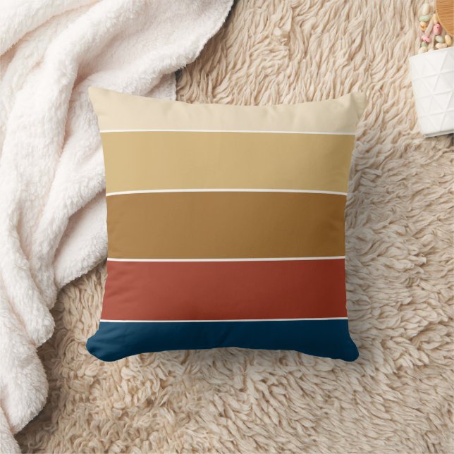 Elegant Fawn Terracotta Stripe Mönster Fall Kudde (Filt)