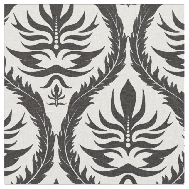 Elegant Feather Damask Fabric Tyg (Närbild)