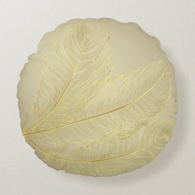 Elegant Feather Design For Luxurious Celebrations Rund Kudde (Framsidan)