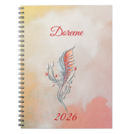 Elegant Feather Floral Watercolour  notebook  Anteckningsbok