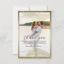 Elegant Feather Photo Thank You Card  Luxury Event Tack Kort