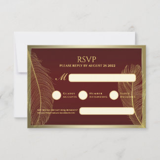 Elegant Feather RSVP Card For Luxury Event OSA Kort