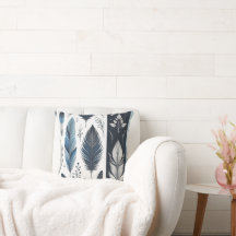 Elegant Feather Symphony i Blue & Silver