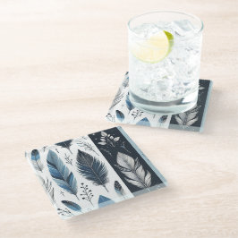 Elegant Feather Symphony in Blue & Silver